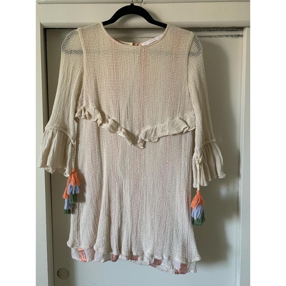 Off white Zara top with tassels